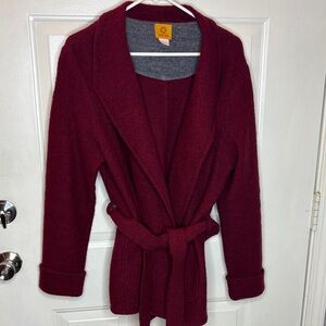 Wool Ruby Rd. Burgundy Belted Coat